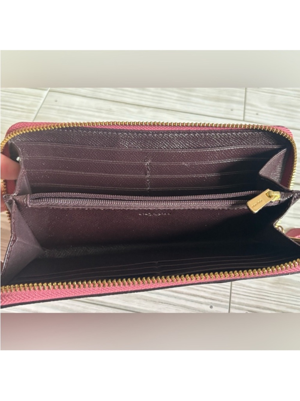 Coach Metallic Raspberry Zip-Around Wallet - Picture 8 of 9